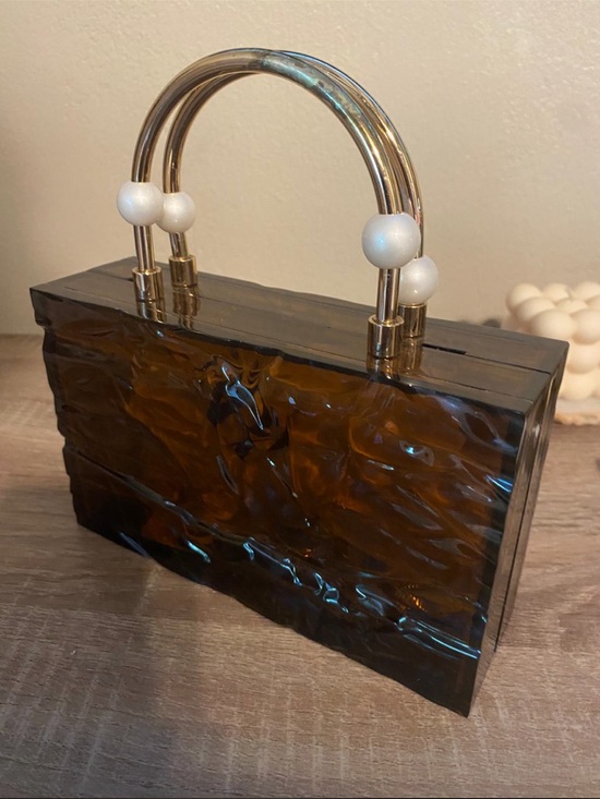 Zara Handbags - Zara Amber Tortoiseshell Acrylic Box Clutch with Gold Handles